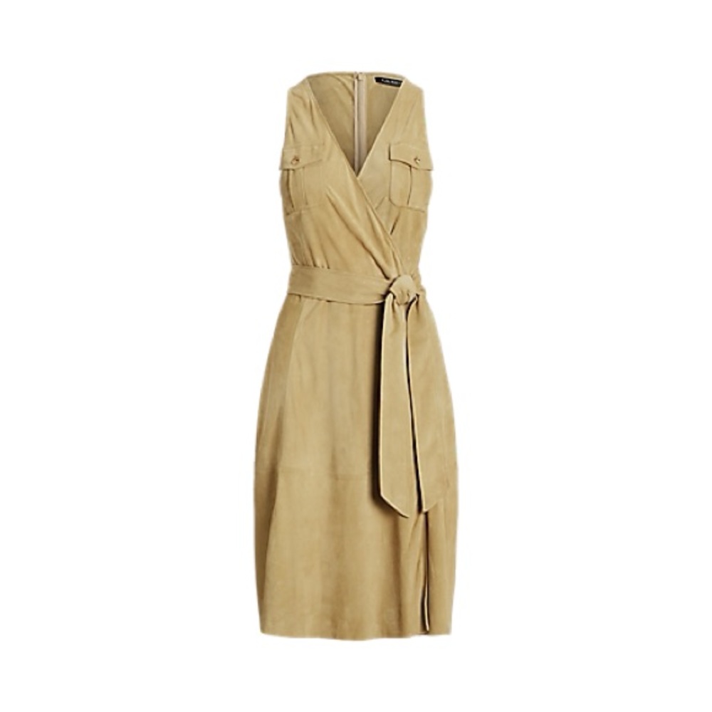 NWT Genuine Suede Lauren Ralph Lauren Black Label Sleeveless Belted Dress SZ: 4